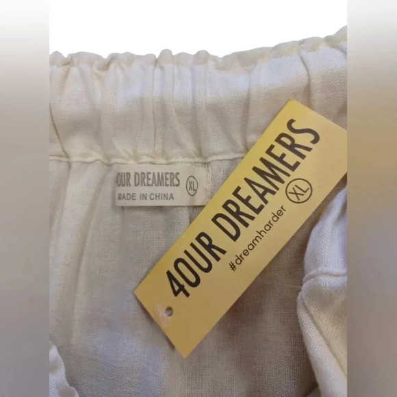 4our Dreamers NWT Midi Linen blend Cream  and Black Skirt Size XL - Picture 6 of 7